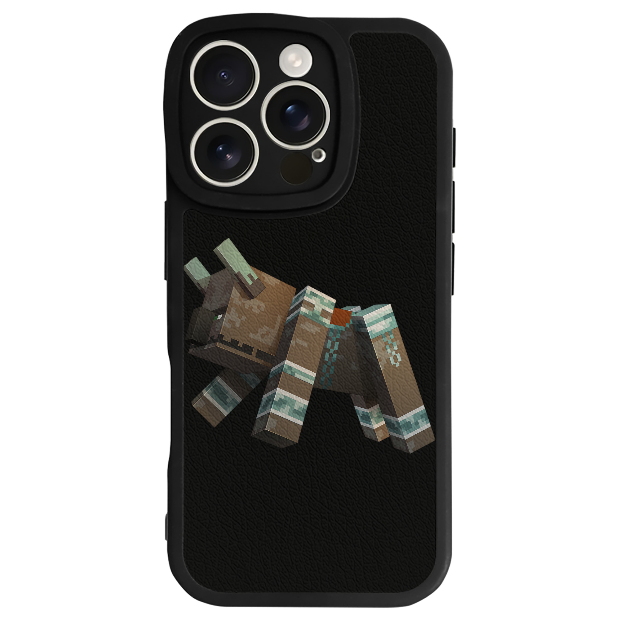 （画像用） マインクラフト ブロックの世界 Minecraft MC Block world 【iPhone 16シリーズ対応】シリコンスマホケース（レザー調） 材質：シリコン